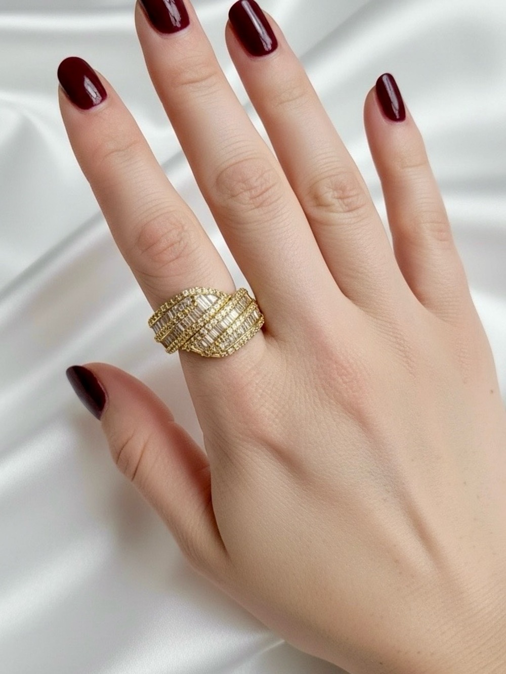 Gold Filled White Sapphire Ring Size 7 - Picture 4 of 8
